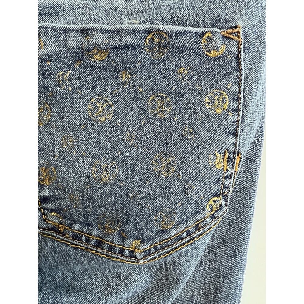 Y2K Mecca Bootcut Jeans Womens Low Rise Stretch Hip Hop 30x31 7/8 Glitter Pocket - Picture 4 of 13